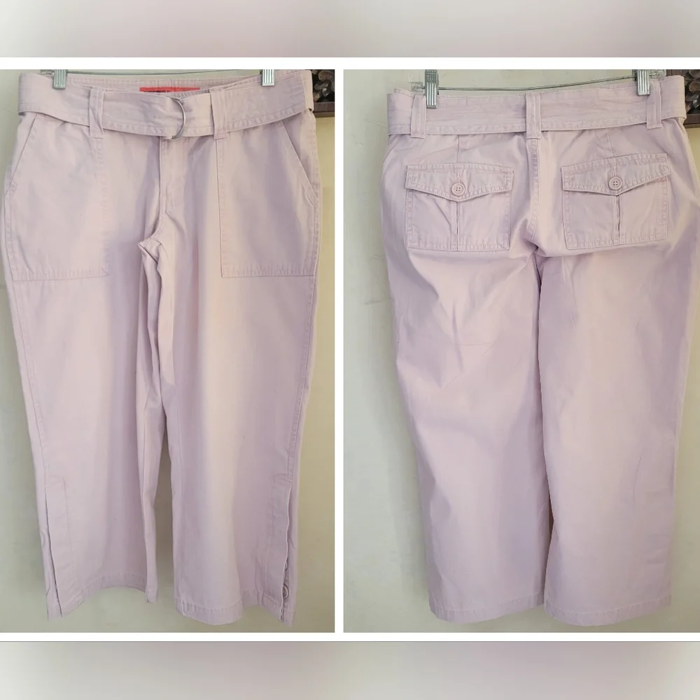 Vintage Y2K Mossimo Cropped Utility Lowrise Pants with Belt Blush Pink  *sz 9* - Picture 6 of 16